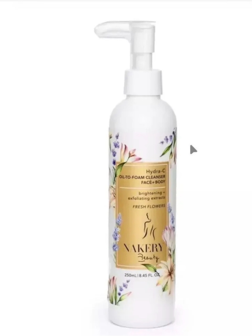 Nakery Beauty Hydra-C Oil-to-Foam Cleanser – White with Gold Floral Label